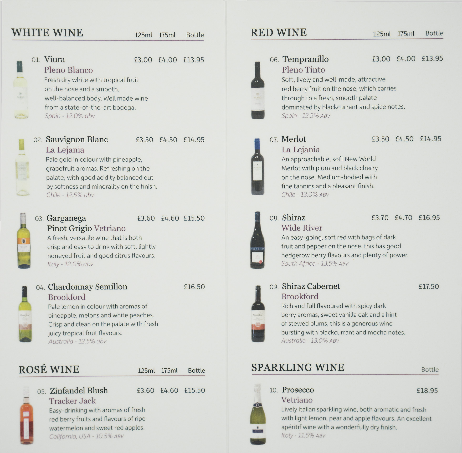 wine list image